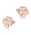 Four Leaf Clovers With CZ Stone Silver Ear Stud STS-5144